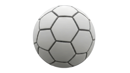 White Soccer Ball with Hexagonal Panels and Black Stitching on a Transparent Background Realistic Studio Lighting
