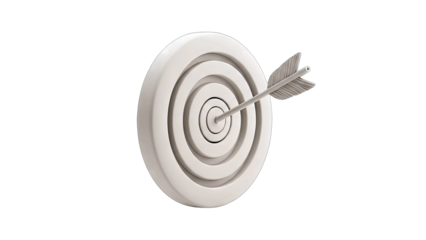 White Target With Arrow Hitting Bullseye Centered Against Black Background Offering Sharp Focus And Precision Concept With Copy Space And Minimalist Design