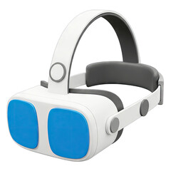 White Virtual Reality Headset with Blue Lenses and Gray Accents Featuring a Transparent Background Ideal for Technology and Gaming Concepts