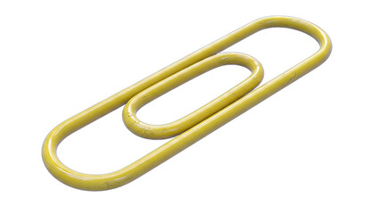 Yellow Paperclip Object Isolated on a Transparent Background with Subtle Texture and Realistic Lighting