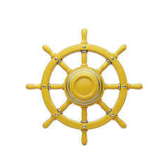 Yellow Ship Wheel Isolated on White Background