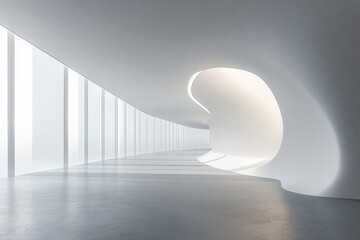 White open space office interior with a mockup wall, offering flexibility for design presentations and creative workspaces, Generative AI