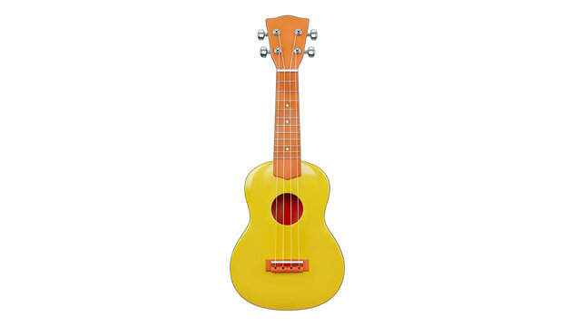 Yellow Ukulele Isolated on White Background