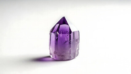 Polished Amethyst Crystal Gemstone with Faceted Point and Rough Base