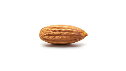 Close-up of a single natural almond, raw and unshelled, showcasing its healthy texture