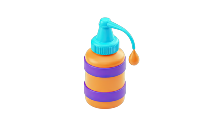 Cartoon Glue Bottle Dripping Adhesive on White Background