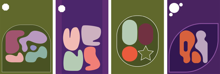 Organic Blob Shape Illustration Poster Set &ndash; Modern Liquid Abstract Forms in Trendy Colors