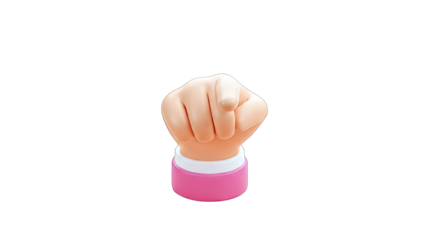 Cartoon Hand Punching Upwards on Pink Base, Isolated