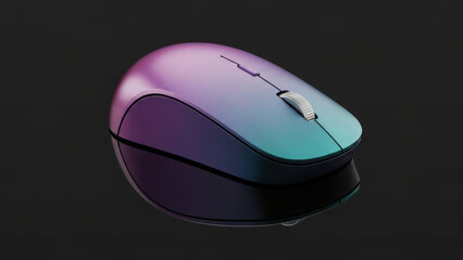 A sleek and modern computer mouse with a gradient color scheme on a dark background