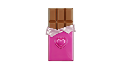 Chocolate Bar with Heart Packaging on White Background