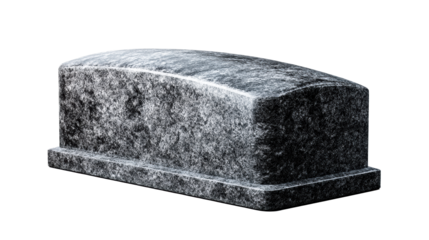 A solemn stone grave marker with a rounded top, crafted from polished dark granite, representing enduring remembrance and memorial services, perfect for funeral and mourning related