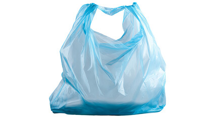 Empty blue plastic bag isolated on transparent background high resolution PNG cutout clipart for packaging design mockups ecommerce product presentation and graphic design projects