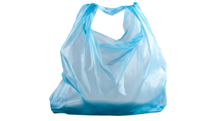 Empty blue plastic bag isolated on transparent background high resolution PNG cutout clipart for packaging design mockups ecommerce product presentation and graphic design projects