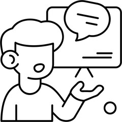 Fototapeta premium Line Art Presentation Skills Icon