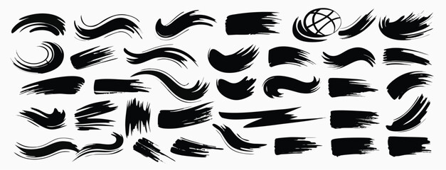 Dry paint stains brush stroke backgrounds set. Dirty artistic vector desigan elements, boxes, frames for text, labels, logo. Grunge stickers, paintbrush grunge stamp label backgrounds, circle frames.
