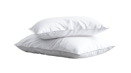 Two plush white pillows stacked for comfortable slumber and relaxation, perfect for bed linen and bedding advertisement visuals.