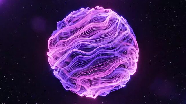 Neon sphere in purple and blue tones 4k video