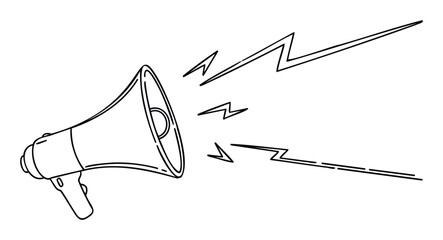 Loudspeaker megaphone with sound waves emanating outwards, symbolizing announcements, alerts, and public communication for events or promotions.