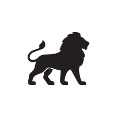 Male lion black silhouette icon vector. Lion icon isolated on a white background. Walking lion icon vector