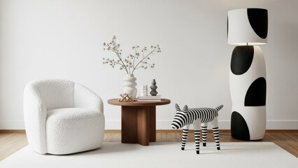 Minimalist Living Room with Abstract Decor