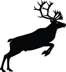 Obraz premium Reindeer silhouette vector illustration jumping reindeer christmas art eps