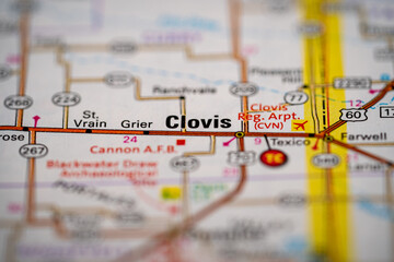Clovis, New Mexico in the United States, highlighted on a world map.