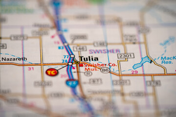 Tulia, Texas in the United States, highlighted on a world map.