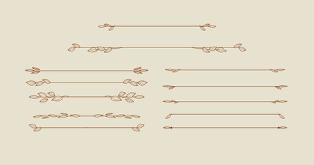 Vintage floral Botanical Line Art Dividers nature inspired collection © Abdie