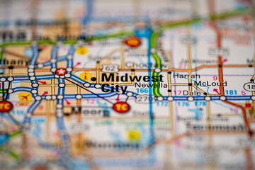 Midwest City, Oklahoma in the United States, highlighted on a world map.