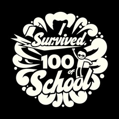 I survived 100 days of school graphic with child education