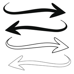 Curvy arrows illustration showing directions in black and white,simple design elements
