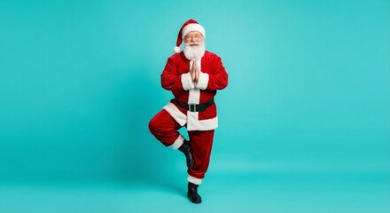Santa Claus Doing Yoga Pose Background