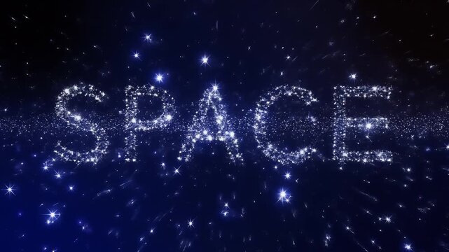 Stunning Space-Themed Digital Art Displaying the Word Space in Sparkling Lights.