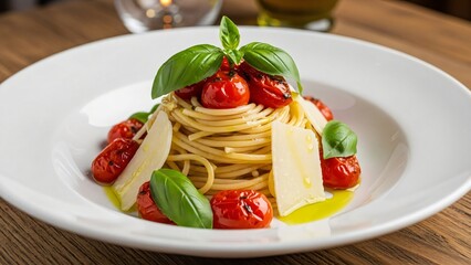 pasta with tomato sauce and basil