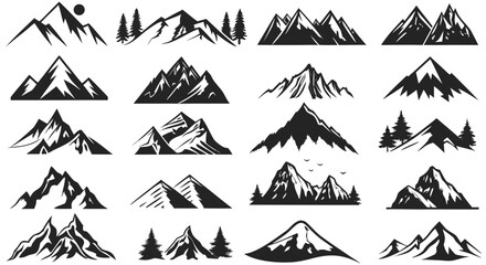 Set of Mountain icons . Vector Illustration

