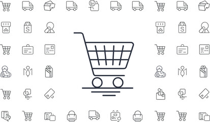 Shopping cart and e-commerce icons online shopping