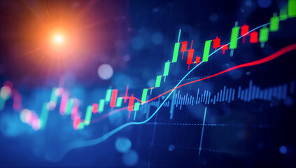 Stock market graph with rising trend and financial data