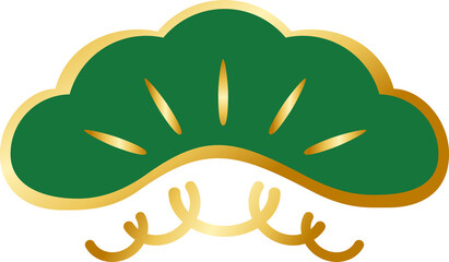 金色の縁取りの松　松竹梅　飾り　正月　日本　縁起物　アイコン　あしらい　イラスト素材