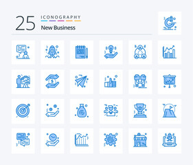 New Business 25 Blue Color icon pack including employee. bulb. competitive. safe. business