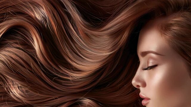 Close-up of woman with flowing long hair