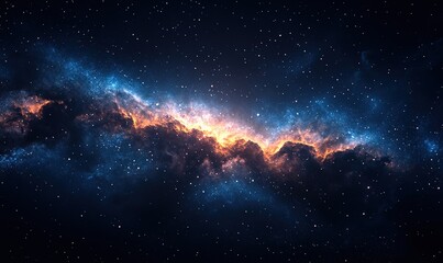Obraz premium Vibrant cosmic nebula with bright stars and glowing dust clouds illustration