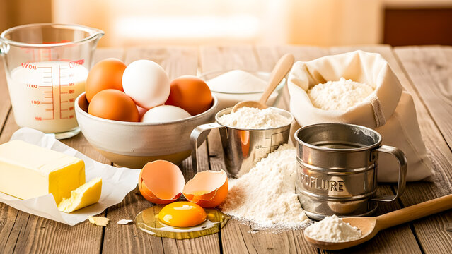 Eggs and flour baking prep