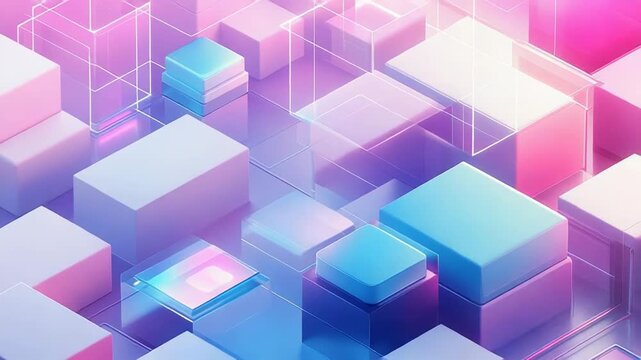 Isometric abstract digital background with pastel geometric cubes