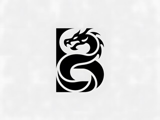 Stylized Black Dragon Logo Design Element on Transparent Background