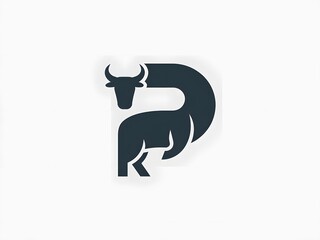 Minimalist Bull Logo Design with Abstract Shape and Curved Lines