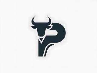 Modern Bull Head Logo Design with Stylized Letter P