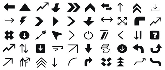 Collection of vector arrow icons in various shapes and directions

