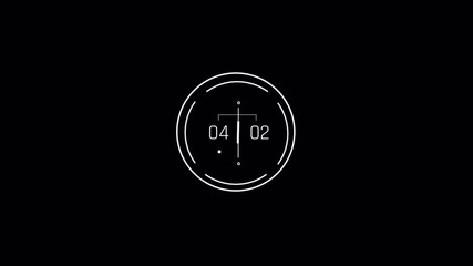 Futuristic Circular HUD Element with Digital Time Display. - Powered by Adobe