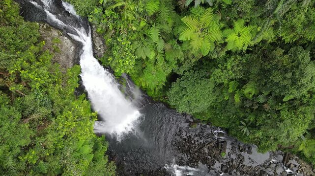 Drone Footage of Waterfall in Dense Forest &ndash; Gomblang Waterfall from Above, Java Island, Indonesia