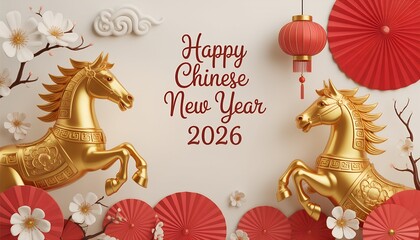 Chinese horse new year background with copy space for text
